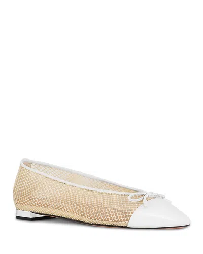 Aquazzura Gioia Mesh Net Cap-toe Ballerina Flats In Purple