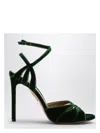Aquazzura High Dark Green Velvet Sandal