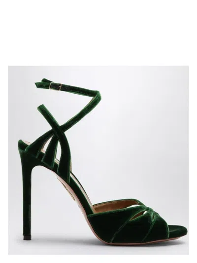 AQUAZZURA WOMEN'S HIGH DARK VELVET SANDAL