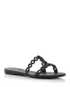 Aquazzura Infinity Chain Jelly Sandal Flat In Black In Black