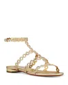 Aquazzura Heel Sandals With Metallic Chain Detail In Soft Gold