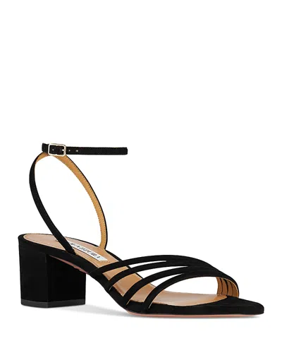 Aquazzura Latour 50 Suede Sandals In Black