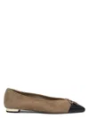 Aquazzura Gioia Bow-detailed Two-tone Leather-trimmed Suede Ballet Flats In Brown
