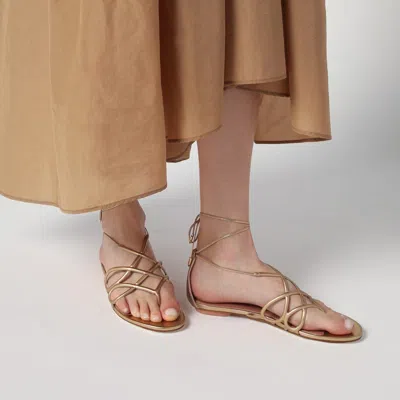 Aquazzura Women's Low Gold Leather Sandal In Neutral
