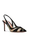 Aquazzura Mesh Panel Pointed Toe Stiletto Heel Pumps In Black