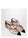 Aquazzura Cut-out Leather Ballet Flats With T-bar Strap In Neutral
