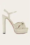Aquazzura Nina Sandal Plateau 130 In Silver In Silver