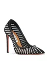 Aquazzura High Heel Pumps With Striped Mesh Detailing In Black