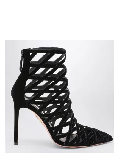AQUAZZURA WOMEN'S PERFORATED DÃ©COLLETÃ© WITH ZIP BOOT