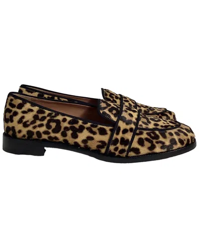 Aquazzura Women's Pony Hair Martin Grosgrain-trimmed Loafer, Size Eu | 38.5  (authentic Pre-loved)