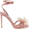 Aquazzura Satin Reve Sandals With Bow In Antiqerose