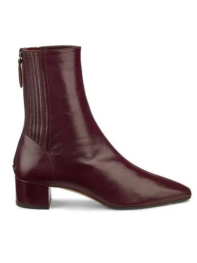 Aquazzura Women's Saint Honoré 35mm Leather Booties In Burgundy