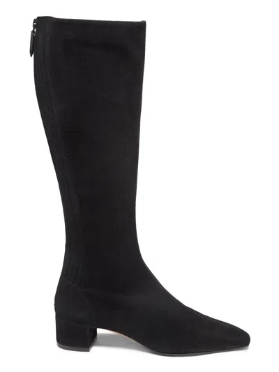 Aquazzura Women's Saint Honoré 35mm Suede Knee-high Boots In Black