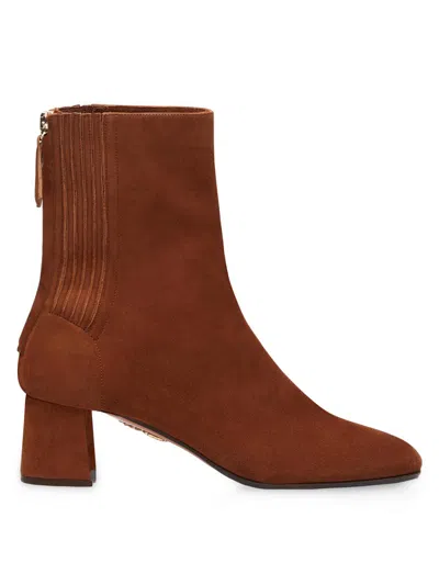 Aquazzura Brown Suede Ankle Boots In Marrón