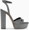 Aquazzura Sinner 140 Platform Sandals In Metallic Leather In Grey
