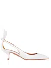 Aquazzura Bow Tie 50mm Leather Pumps In Bianco