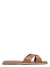 Aquazzura Double Strap Leather Flat Sole Sandals In Brown