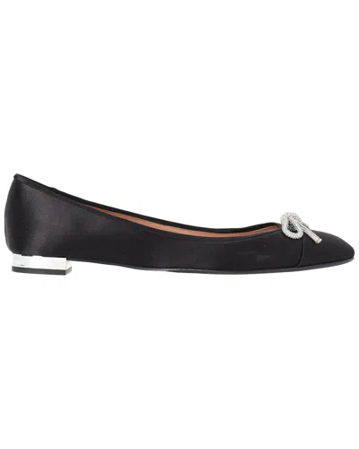 Pre-owned Aquazzura Women's Satin Parisina Crystal Embellished Ballet Flat (authentic  Pre-loved) In Black