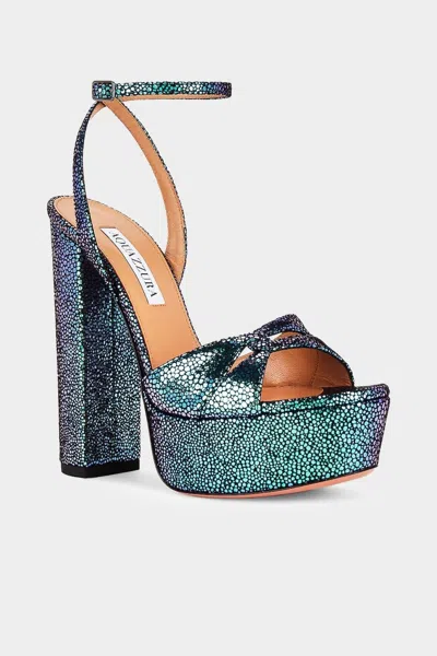 Aquazzura Women's Sinner Plateau 140 In Petroleum In Multi