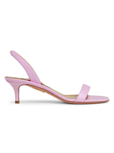 Aquazzura Women's So Nude 50mm Leather Slingback Sandals In Petal Rose