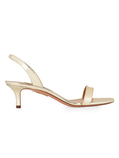 Aquazzura Women's So Nude 50mm Metallic Slingback Sandals In Soft Gold