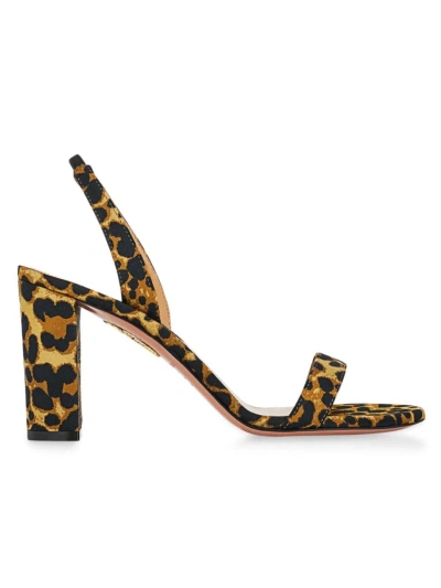 Aquazzura Women's So Nude 89mm Block-heel Sandals In Leopard