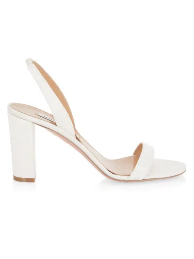Aquazzura Women's So Nude Satin Slingback Sandals In White