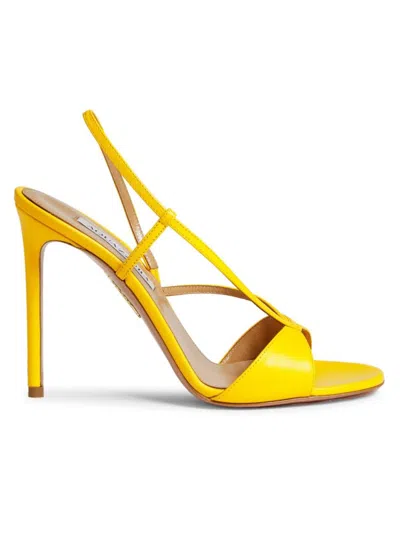 Aquazzura Women's Sognare 105mm Leather Sandal In Rich Sun Flower
