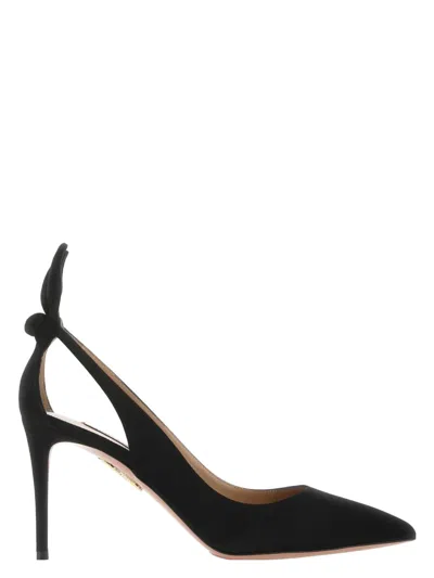 AQUAZZURA WOMEN'S SUEDE BOW TIE 85 PUMPS
