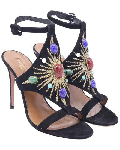 Aquazzura Women's Suede Desert Sun Embellished Sandal (authentic Pre-loved) In Multi
