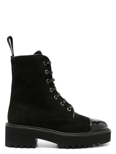 Aquazzura Desert Lace-up Suede Boots In Black