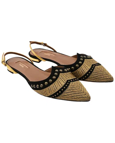 Pre-owned Aquazzura Women's Suede Marrakech Slingback Flat (authentic Pre-loved)