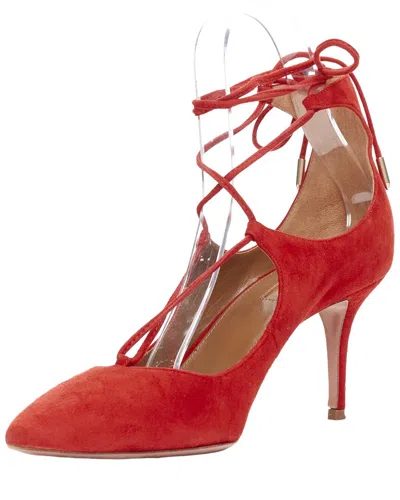 Pre-owned Aquazzura Women's Suede Mid Pump (authentic Pre-loved)