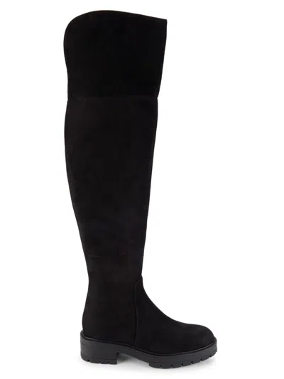 Aquazzura Women's Suede Over The Knee Boots In Black