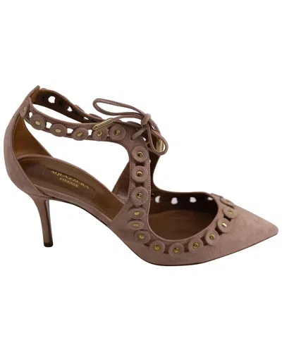 Pre-owned Aquazzura Women's Suede Theo Studs (authentic Pre-loved) In Brown