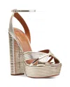 Aquazzura Sundance 140 Metallic Leather Platform Sandals In Light Gold