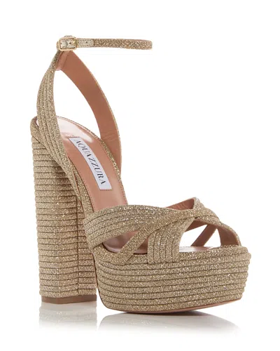 Aquazzura Women's Sundance Plateau 140 Platform Sandals In Neutral