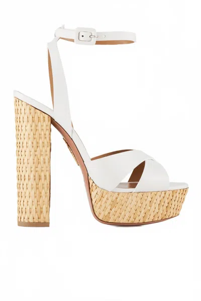 Aquazzura Women's Sunseeker Plateau Sandal In White