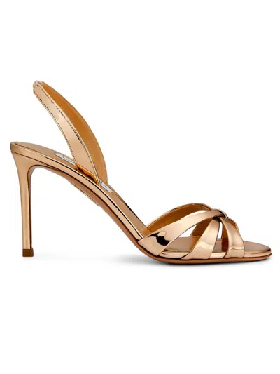 Aquazzura Women's Tati 85mm Slingback Sandals In Gold