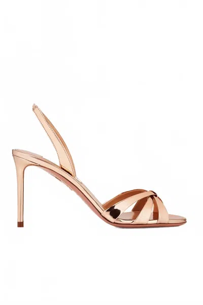 Aquazzura Heeled Metallic Strappy Sandals In Pink