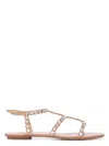 Aquazzura Tequila Crystal-embellished Metallic Leather Sandals In Powderpink