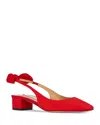 Aquazzura Very Bow Tie 35 Suede Slingback Pumps In Red