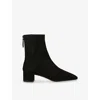 Aquazzura Pointed Toe Brown Suede Ankle Booties In Black