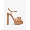 Aquazzura Womens Beige Nina Leather Platform Sandals 5.1' Eur 39.5 / 6.5 Uk In Beige