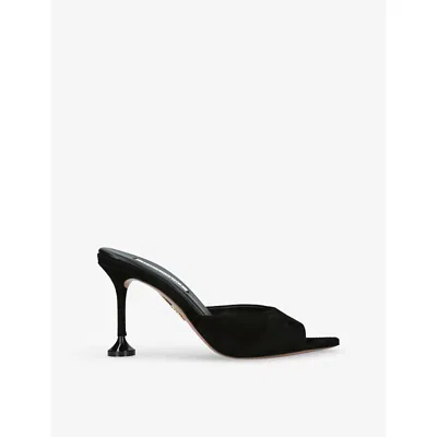 Aquazzura Womens Black Bisous 85 Suede Mules Eur 38/5 Uk