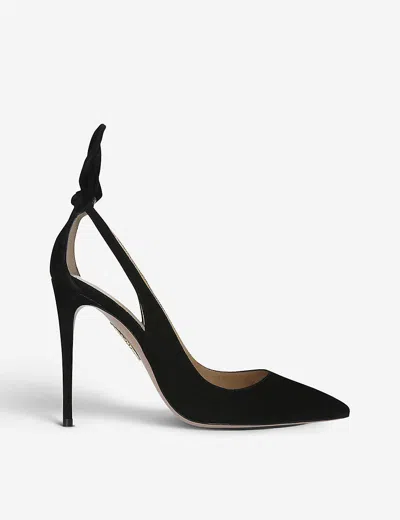 AQUAZZURA WOMENS BLACK DENEUVE SUEDE HEELED PUMPS EUR 40.5 / 7.5 UK,54447319