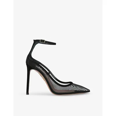 Aquazzura Womens Love Affair 105 Mesh And Suede Courts Black Eur 41 / 8 Uk