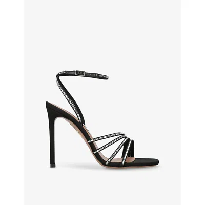 AQUAZZURA WOMENS BLACK MISTICA 105 LEATHER HEELED SANDALS EUR 39 / 6 UK