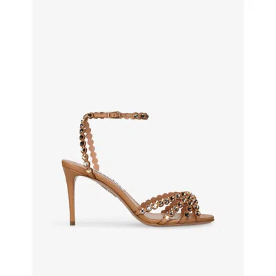 Aquazzura Womens Brown Tequila 85 Leather Heeled Sandals Eur 40 / 7 Uk