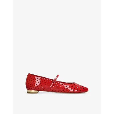 Aquazzura Amourose Mary Jane Ballerina Flats In Red